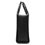 Gucci Black Leather Bamboo Tote Bag