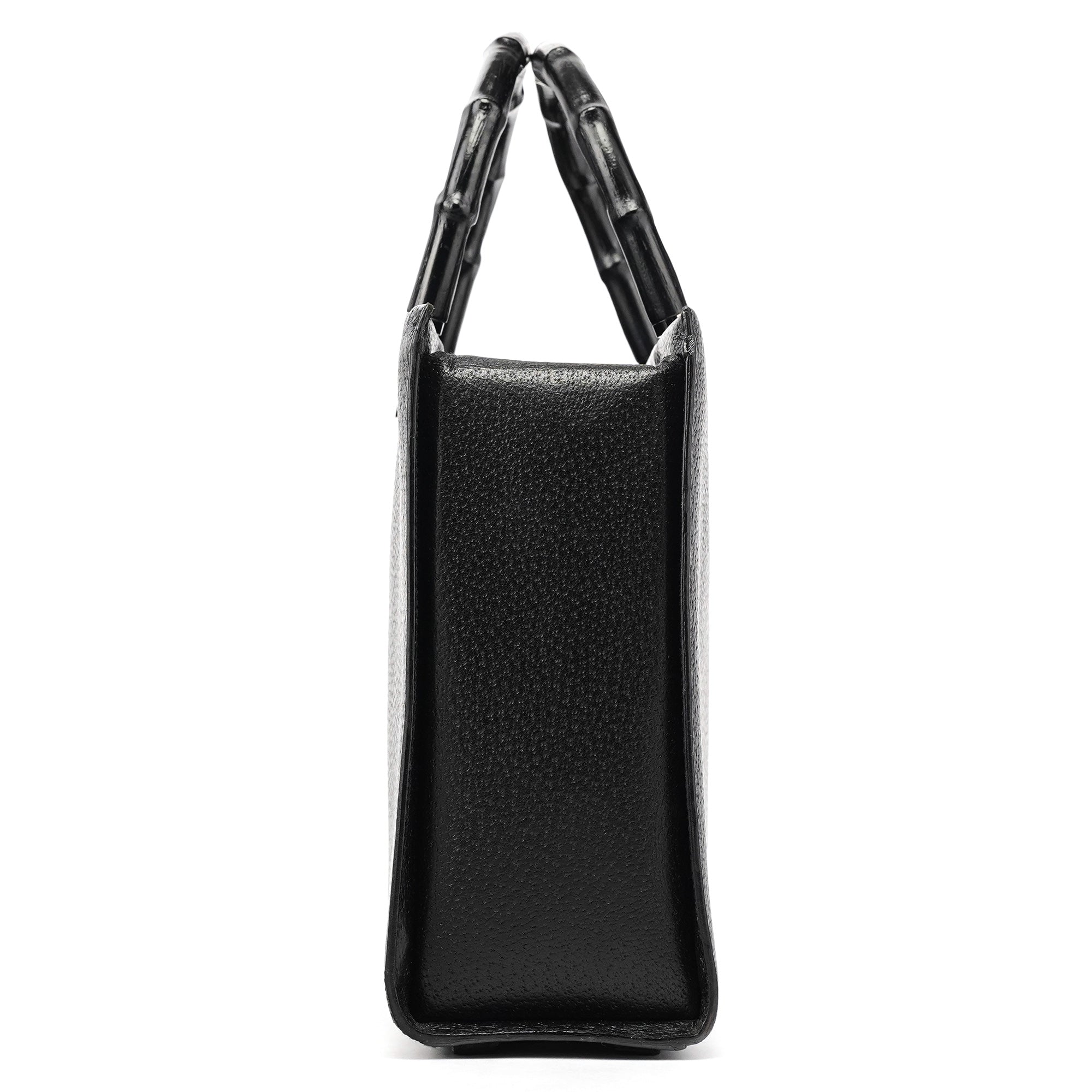 Gucci Black Leather Bamboo Tote Bag