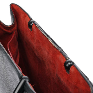 Gucci Black Leather Bamboo Tote Bag