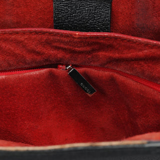 Gucci Black Leather Bamboo Tote Bag