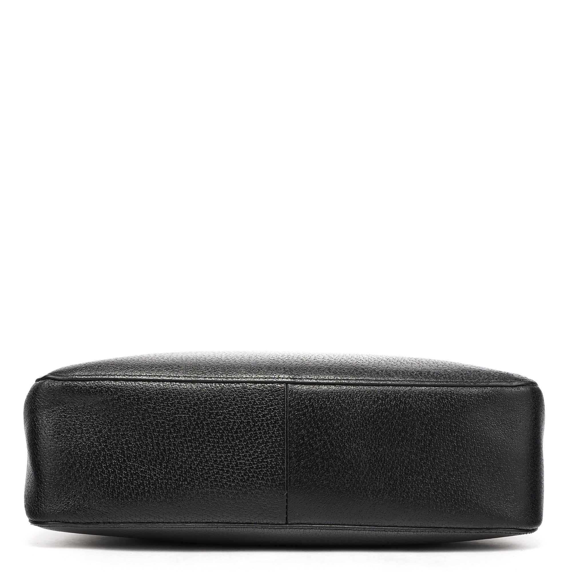 Gucci Black Leather Bamboo Tote Bag