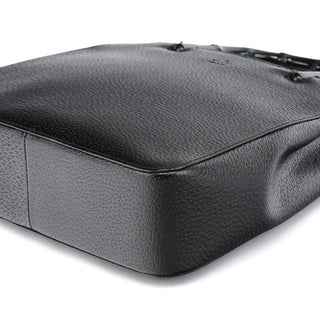 Gucci Black Leather Bamboo Tote Bag