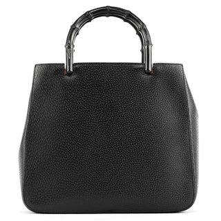 Gucci Black Leather Bamboo Tote Bag