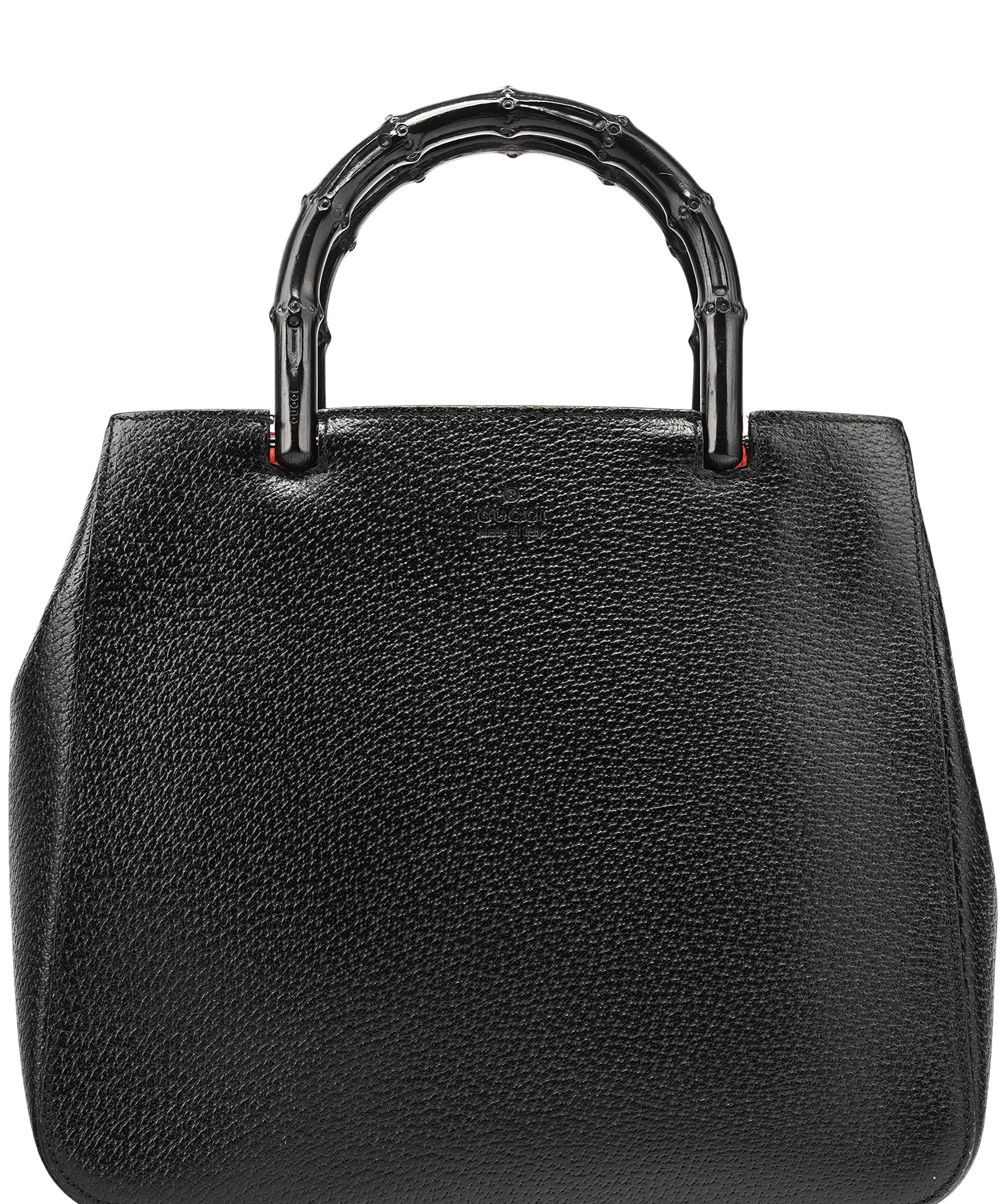 Gucci Black Leather Bamboo Tote Bag
