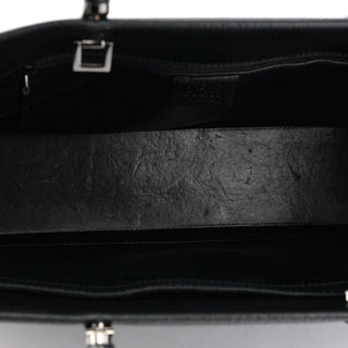 Gucci Black Leather Bamboo Tote Bag