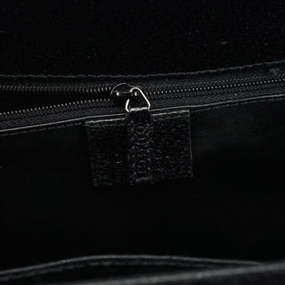 Gucci Black Leather Bamboo Tote Bag