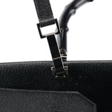 Gucci Black Leather Bamboo Tote Bag
