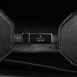 Gucci Black Leather Bamboo Tote Bag