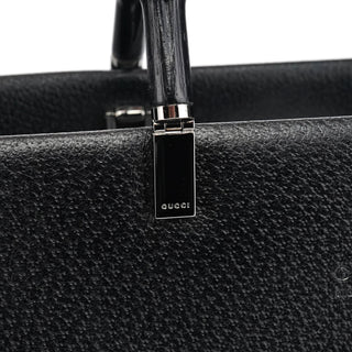 Gucci Black Leather Bamboo Tote Bag