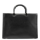 Gucci Black Leather Bamboo Tote Bag