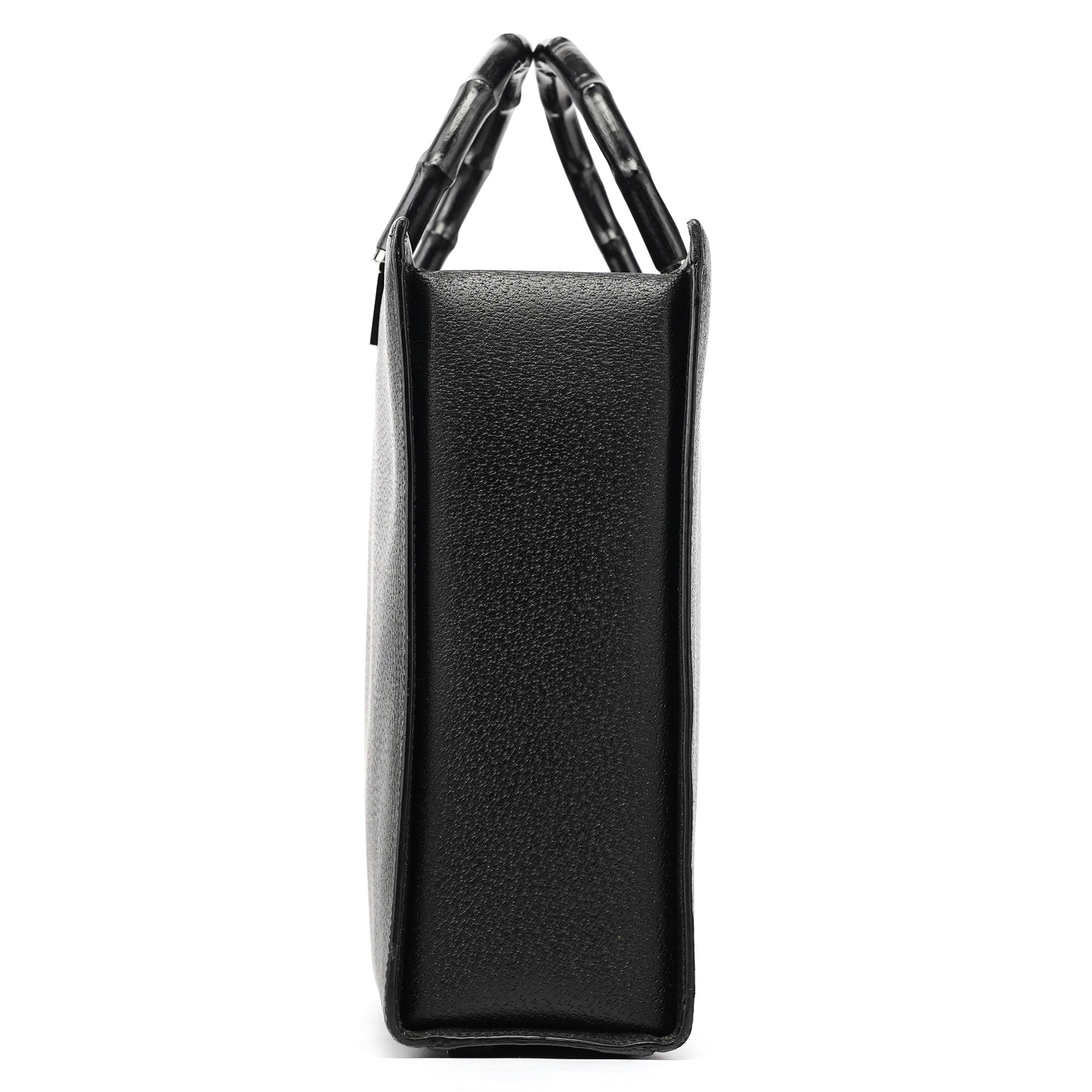 Gucci Black Leather Bamboo Tote Bag