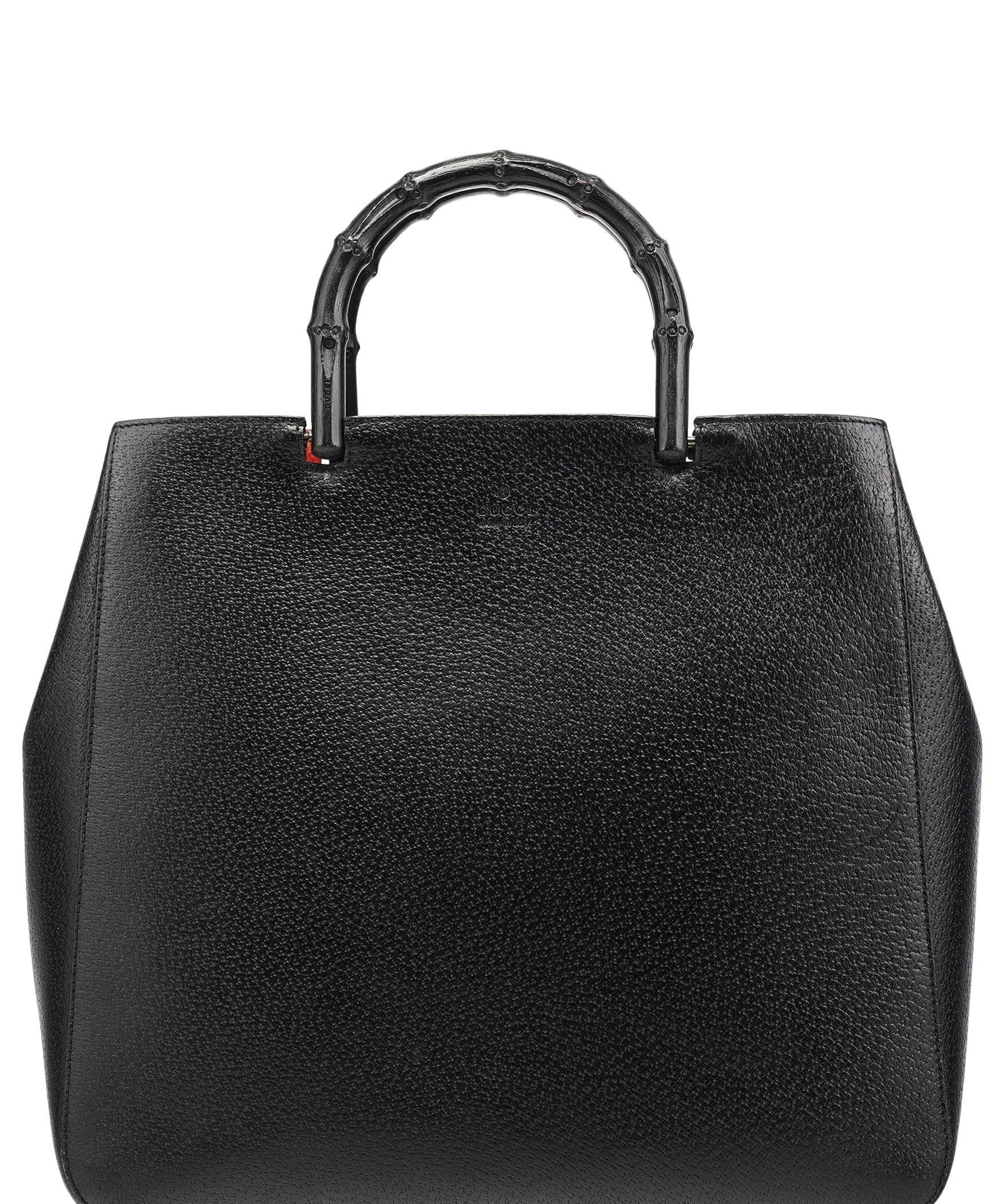 Gucci Black Leather Bamboo Tote Bag