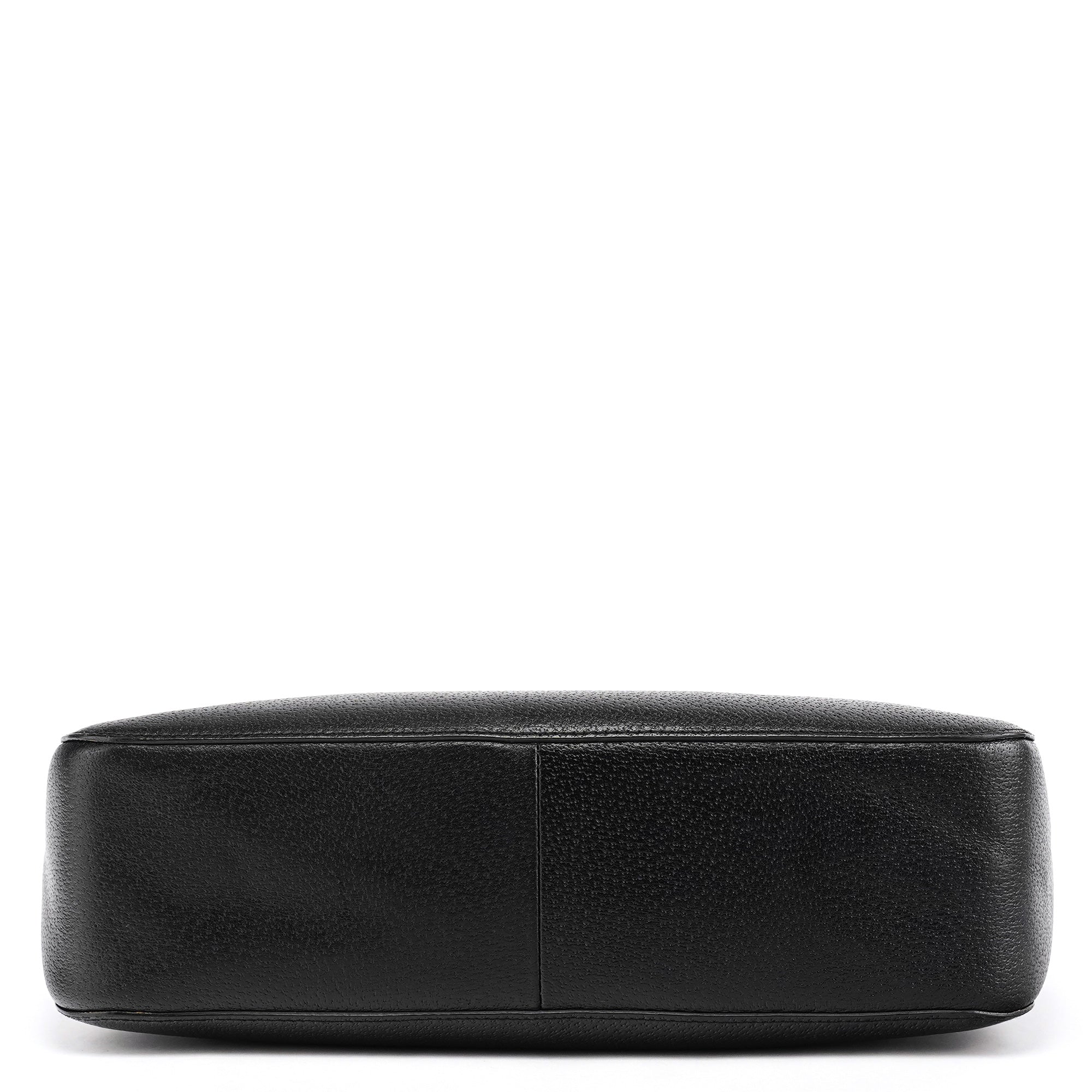Gucci Black Leather Bamboo Tote Bag