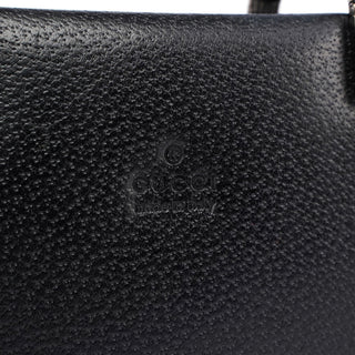 Gucci Black Leather Bamboo Tote Bag