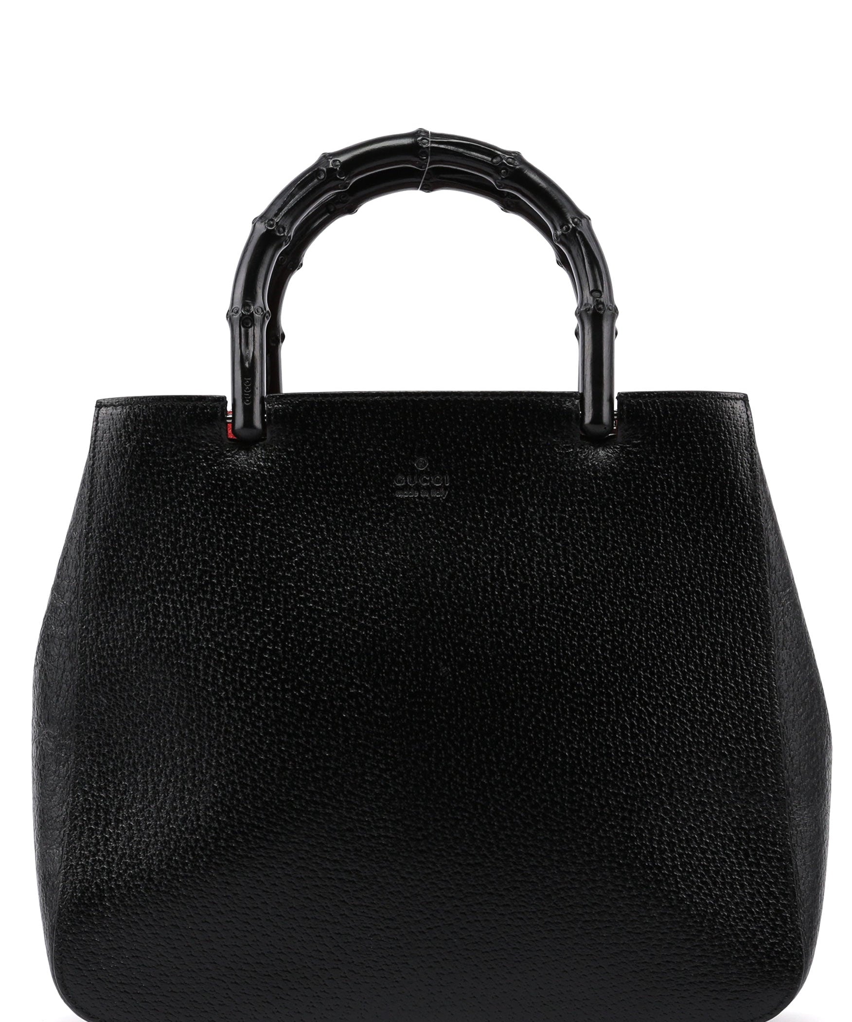 Gucci Black Leather Bamboo Tote Bag
