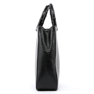 Gucci Black Leather Bamboo Tote Bag