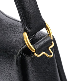 Gucci Black Leather Bamboo Turnlock Shoulder Bag