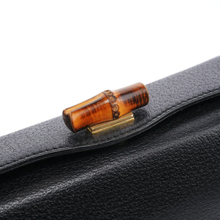 Gucci Black Leather Bamboo Turnlock Shoulder Bag