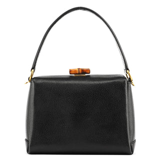 Gucci Black Leather Bamboo Turnlock Shoulder Bag