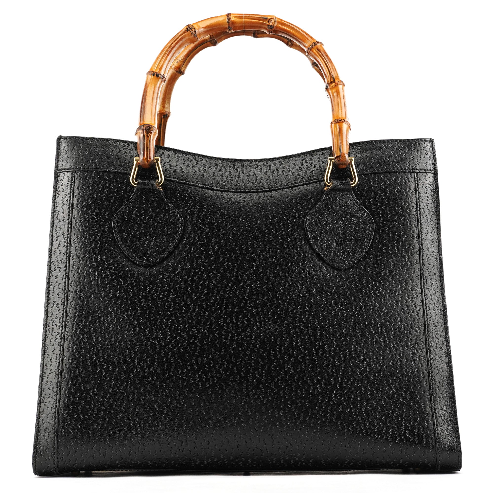 Gucci Black Leather Diana Bamboo Tote Bag