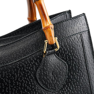 Gucci Black Leather Diana Bamboo Tote Bag