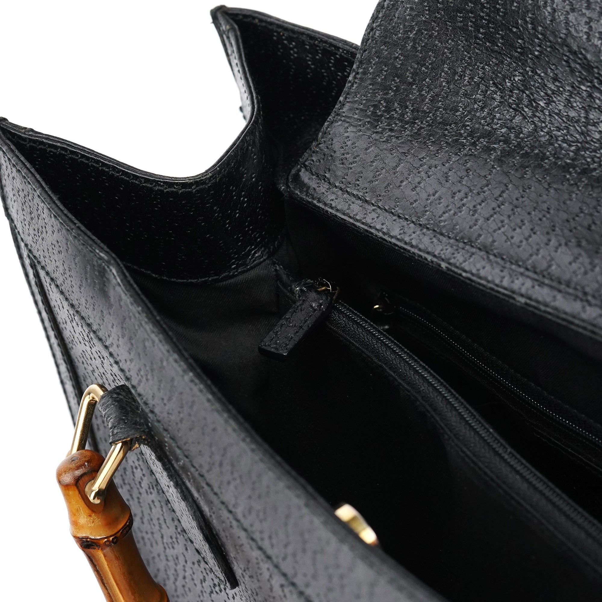 Gucci Black Leather Diana Bamboo Tote Bag