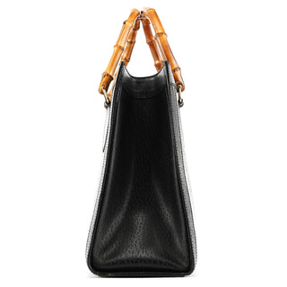 Gucci Black Leather Diana Bamboo Tote Bag
