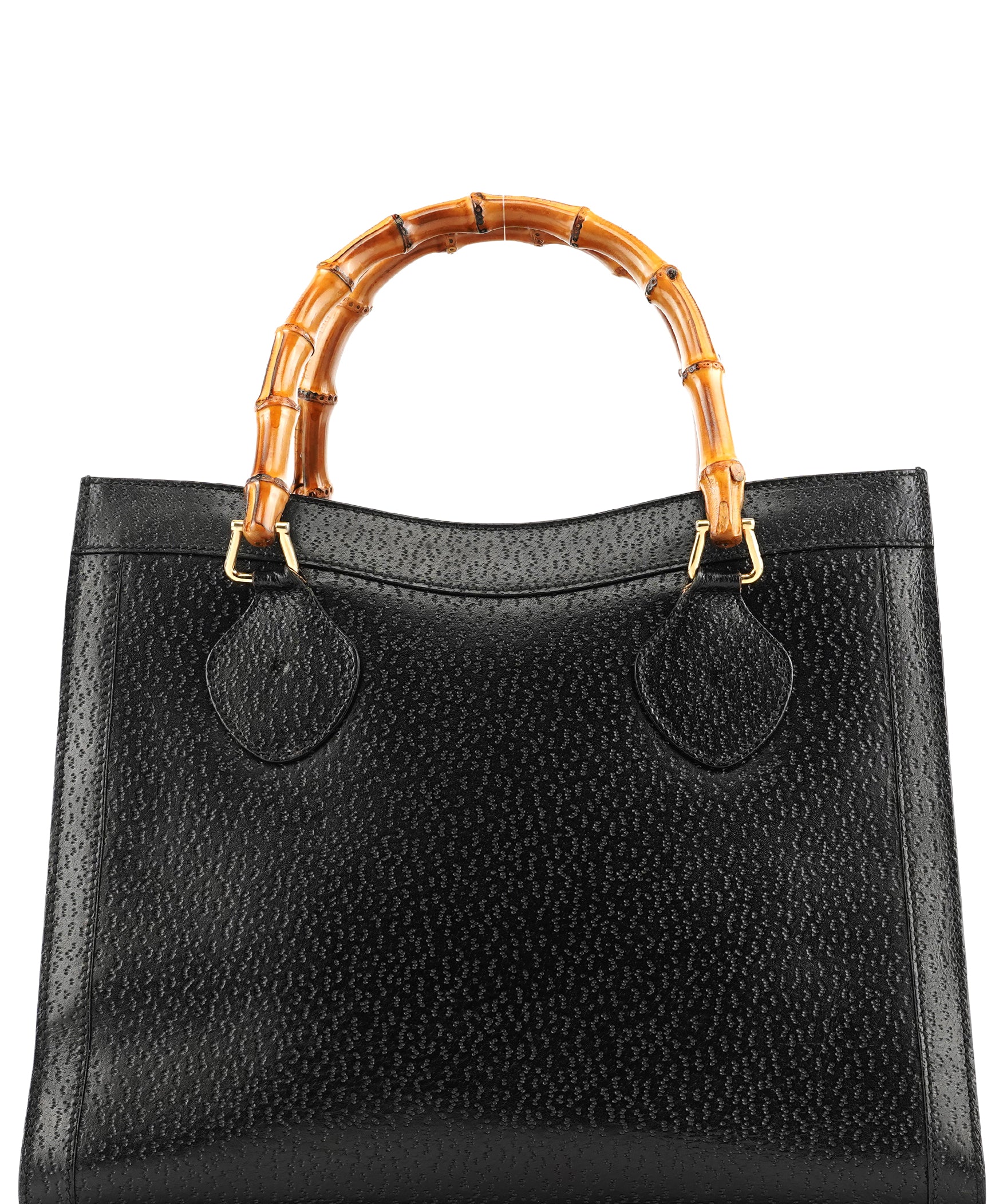 Gucci Black Leather Diana Bamboo Tote Bag