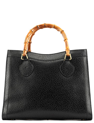 Gucci Black Leather Diana Bamboo Tote Bag