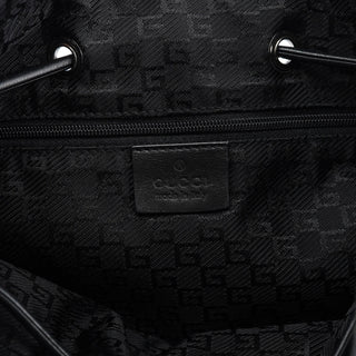 Gucci Black Leather Drawstring Shoulder Bag