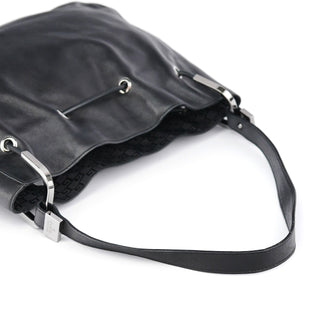 Gucci Black Leather Drawstring Shoulder Bag