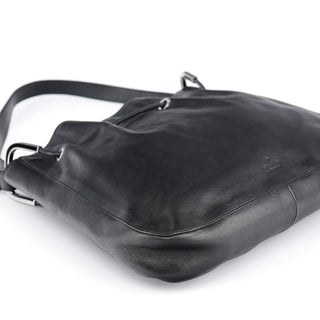 Gucci Black Leather Drawstring Shoulder Bag