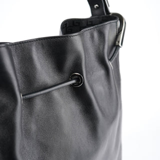 Gucci Black Leather Drawstring Shoulder Bag