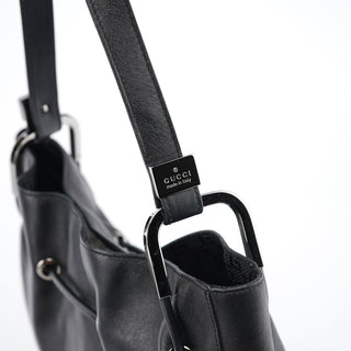 Gucci Black Leather Drawstring Shoulder Bag