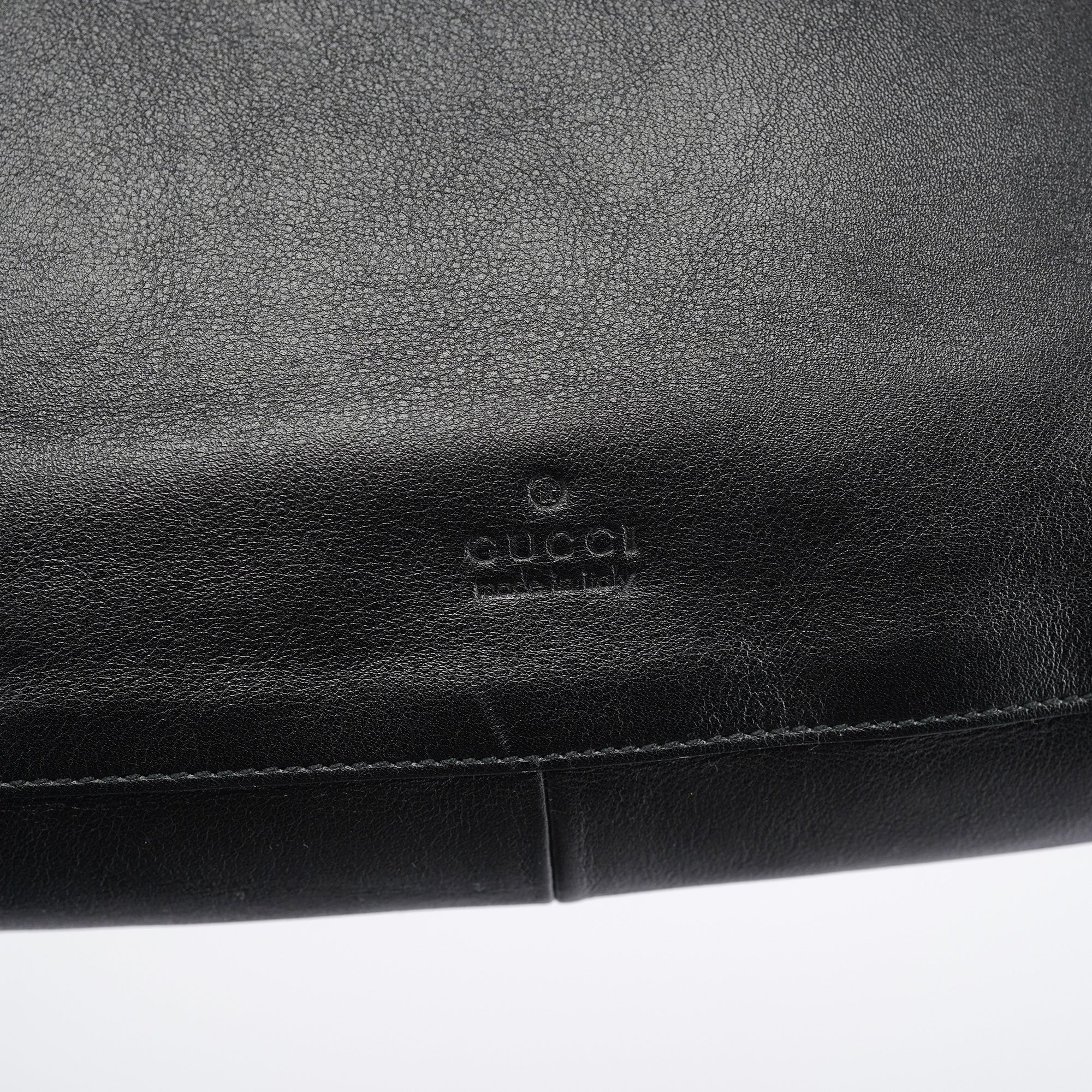 Gucci Black Leather Drawstring Shoulder Bag