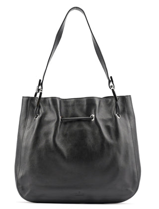 Gucci Black Leather Drawstring Shoulder Bag