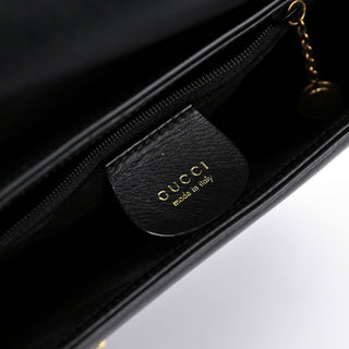 Gucci Black Leather Gold G Shoulder Bag