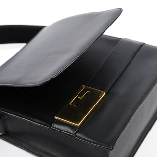 Gucci Black Leather Gold G Shoulder Bag