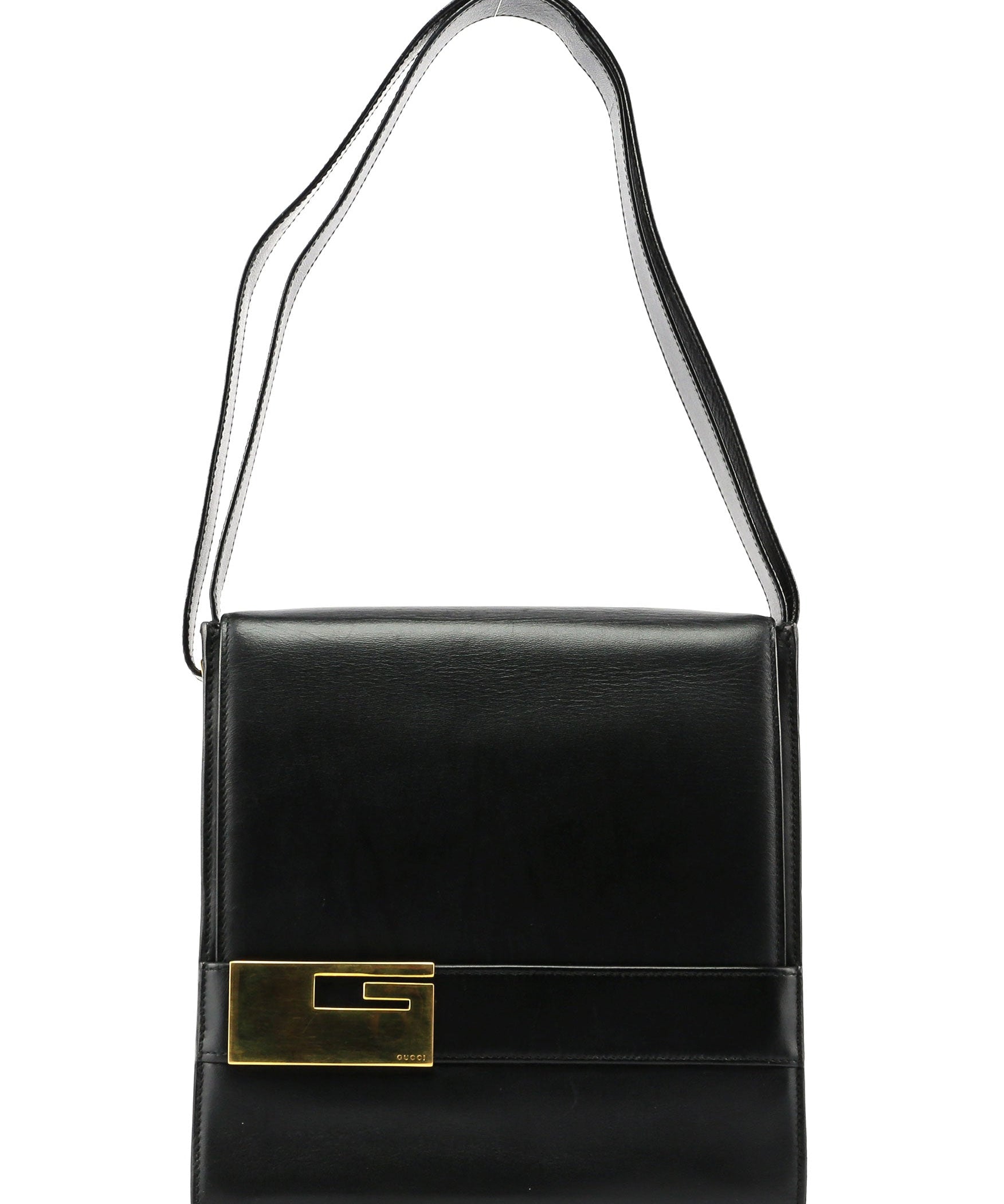 Gucci Black Leather Gold G Shoulder Bag