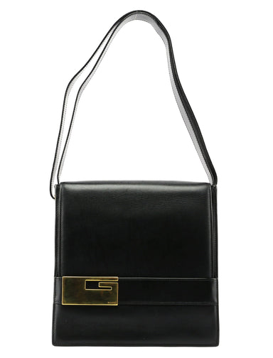 Gucci Black Leather Gold G Shoulder Bag