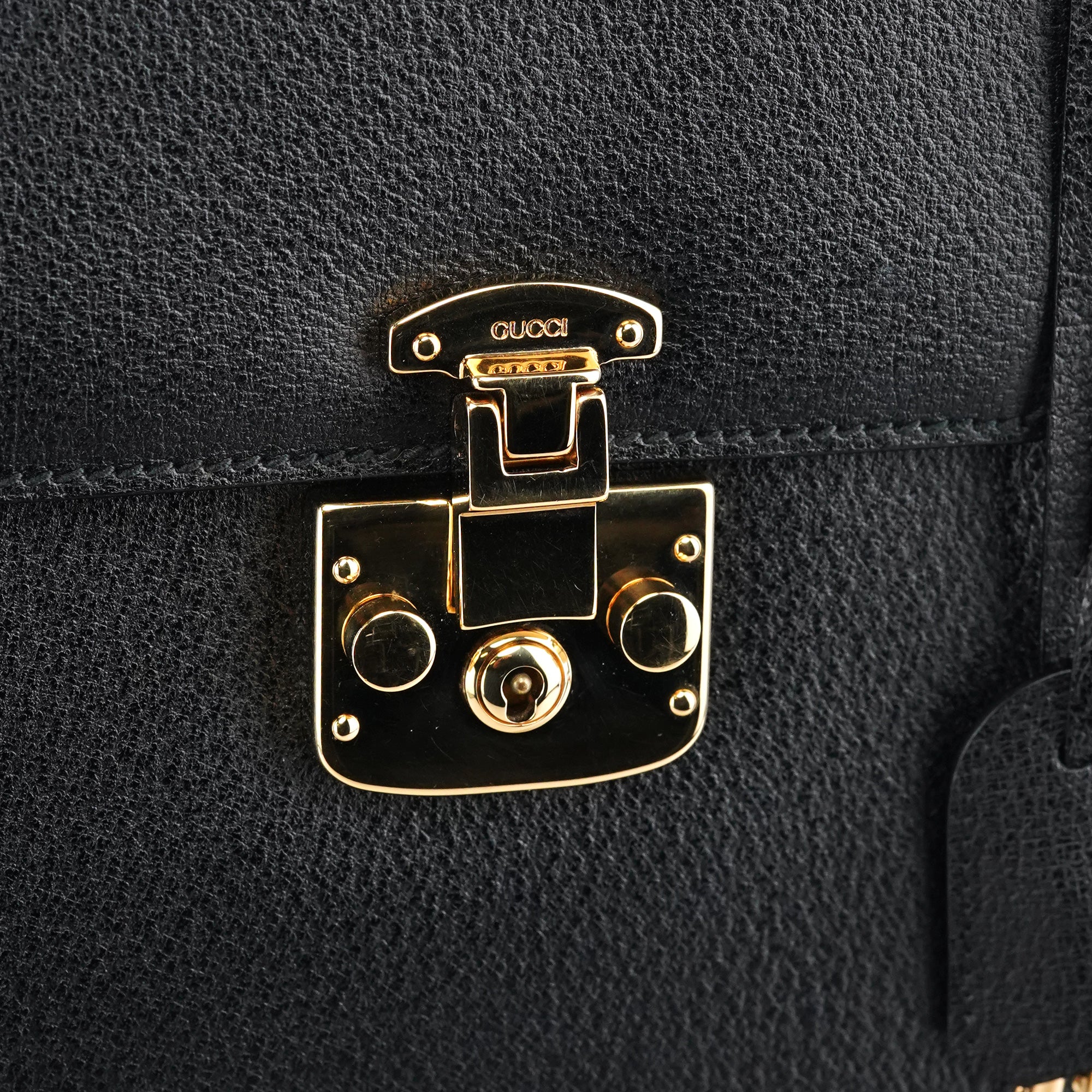 Gucci Sac deux portés Lady Lock en cuir noir
