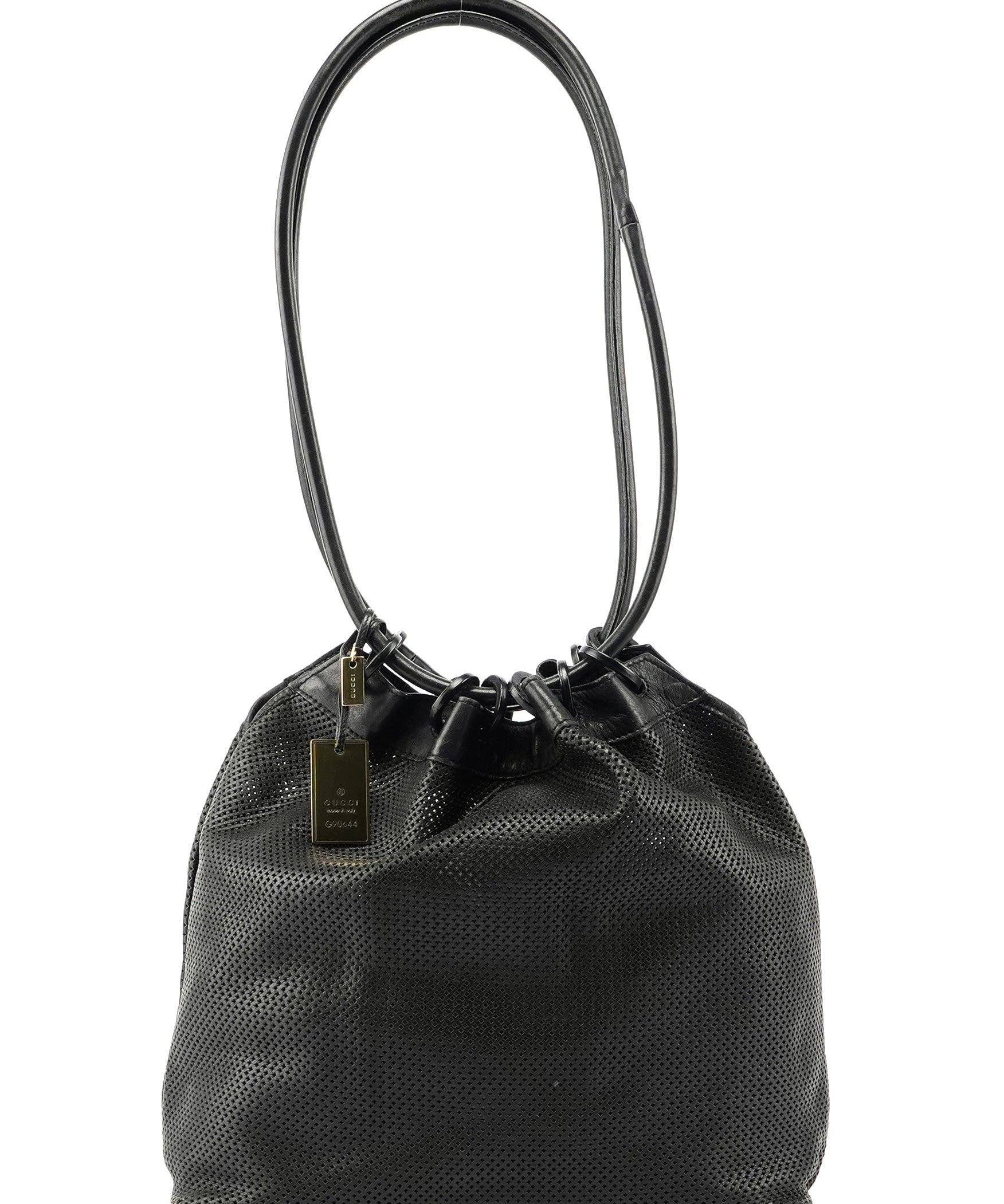 Gucci Skuldertaske i sort perforeret læder