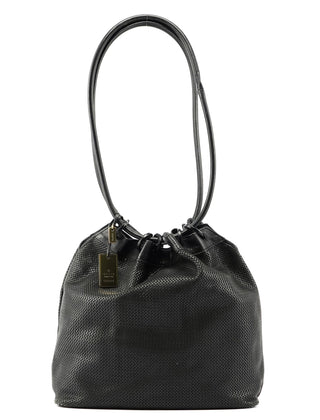 Gucci Black Leather Perforated Shoulder Bag