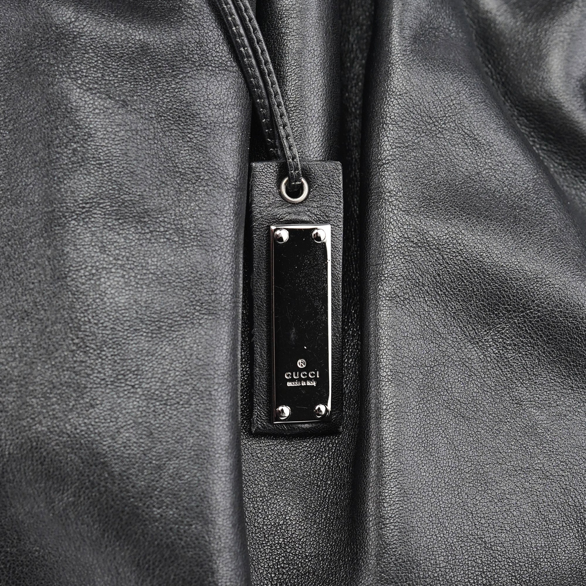 Gucci Black Leather Ruched Bag