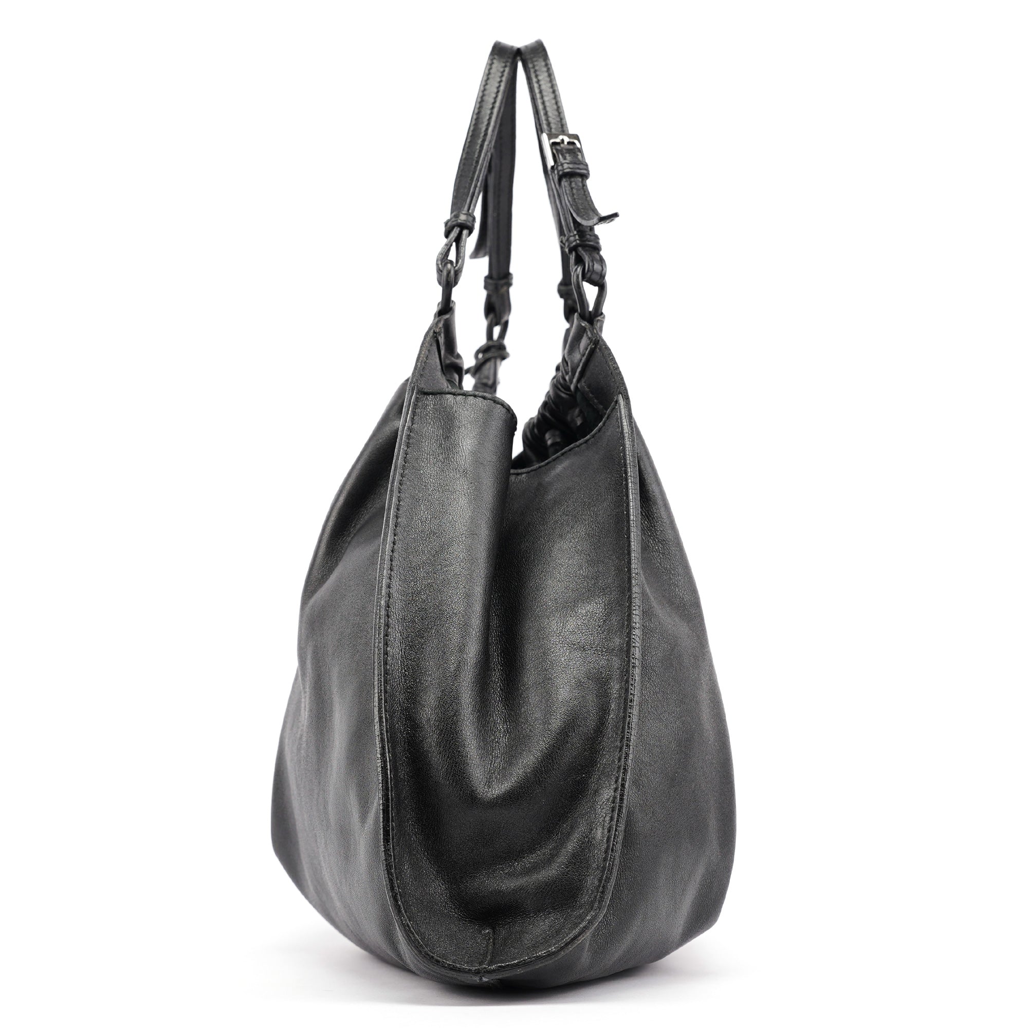 Gucci Black Leather Ruched Bag