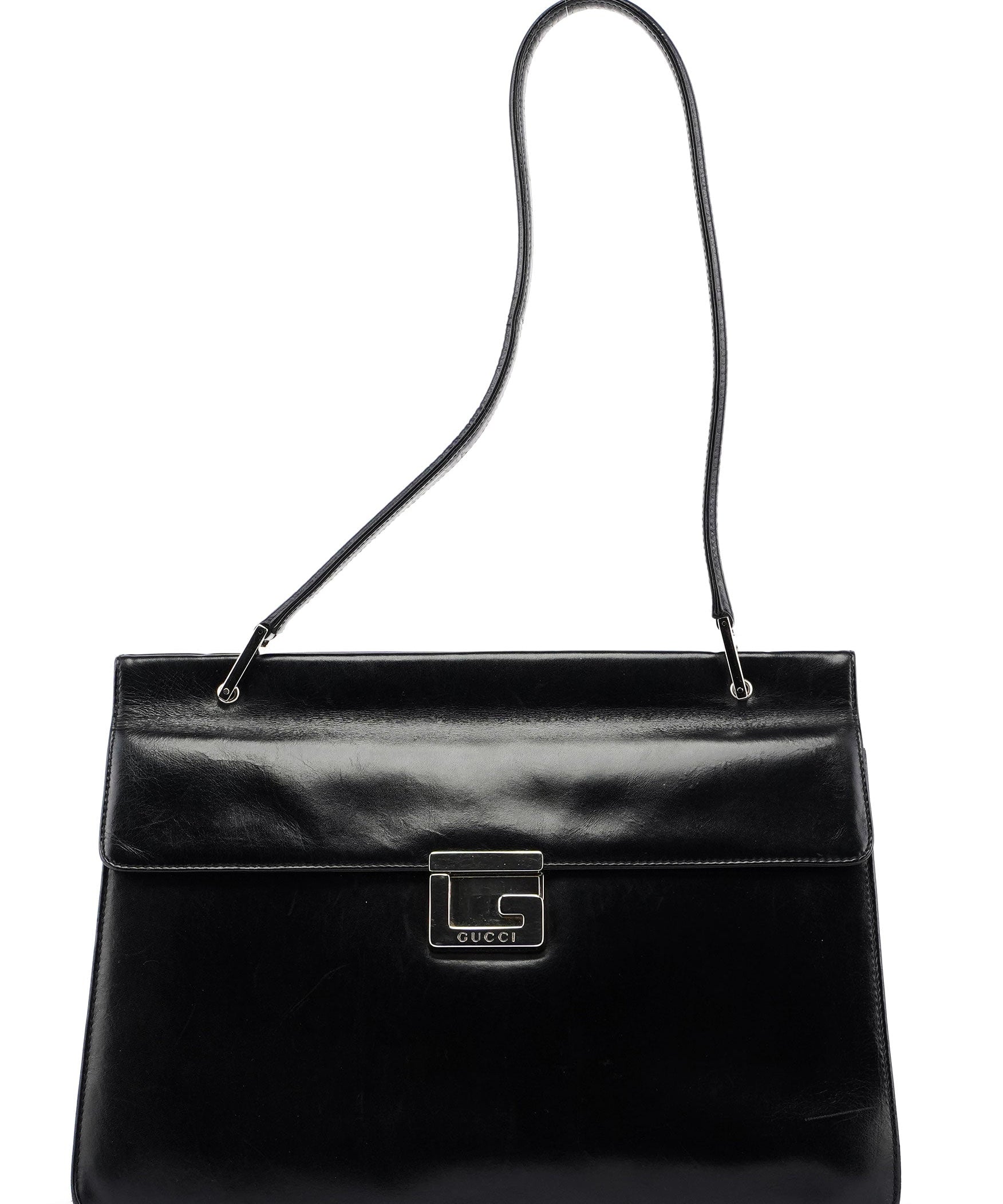 Gucci Black Leather Square G Bag