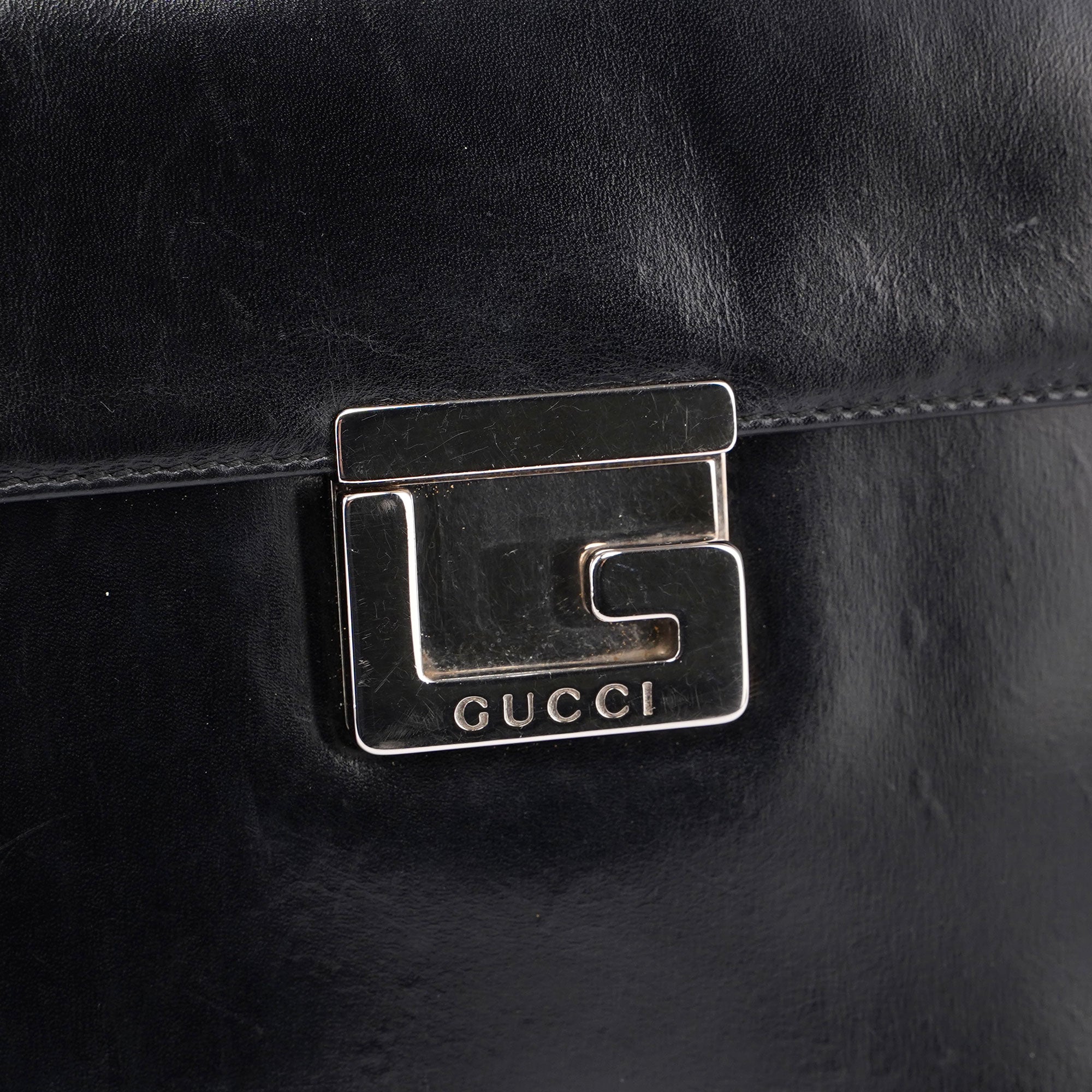 Gucci Black Leather Square G Bag