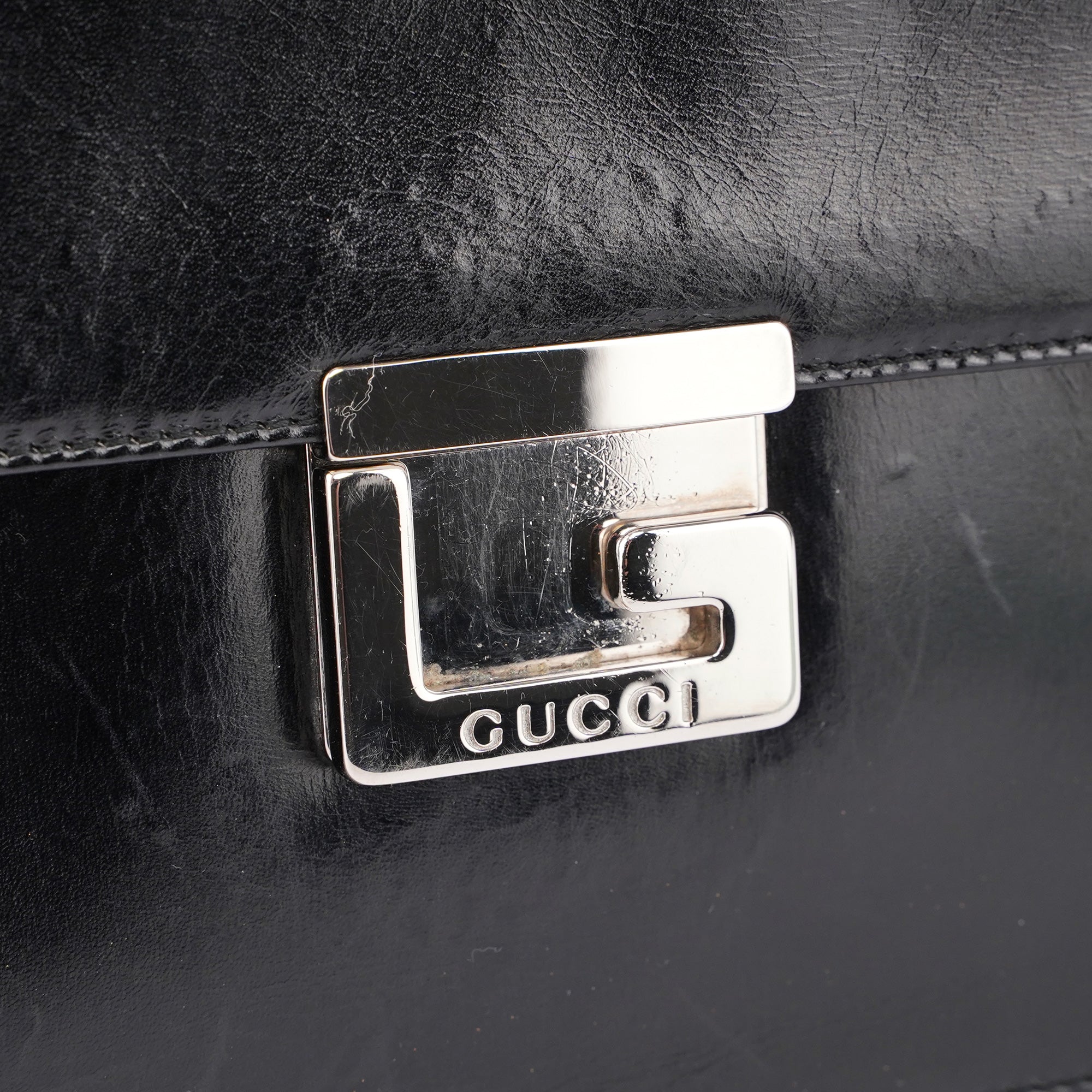 Gucci Black Leather Square G Bag