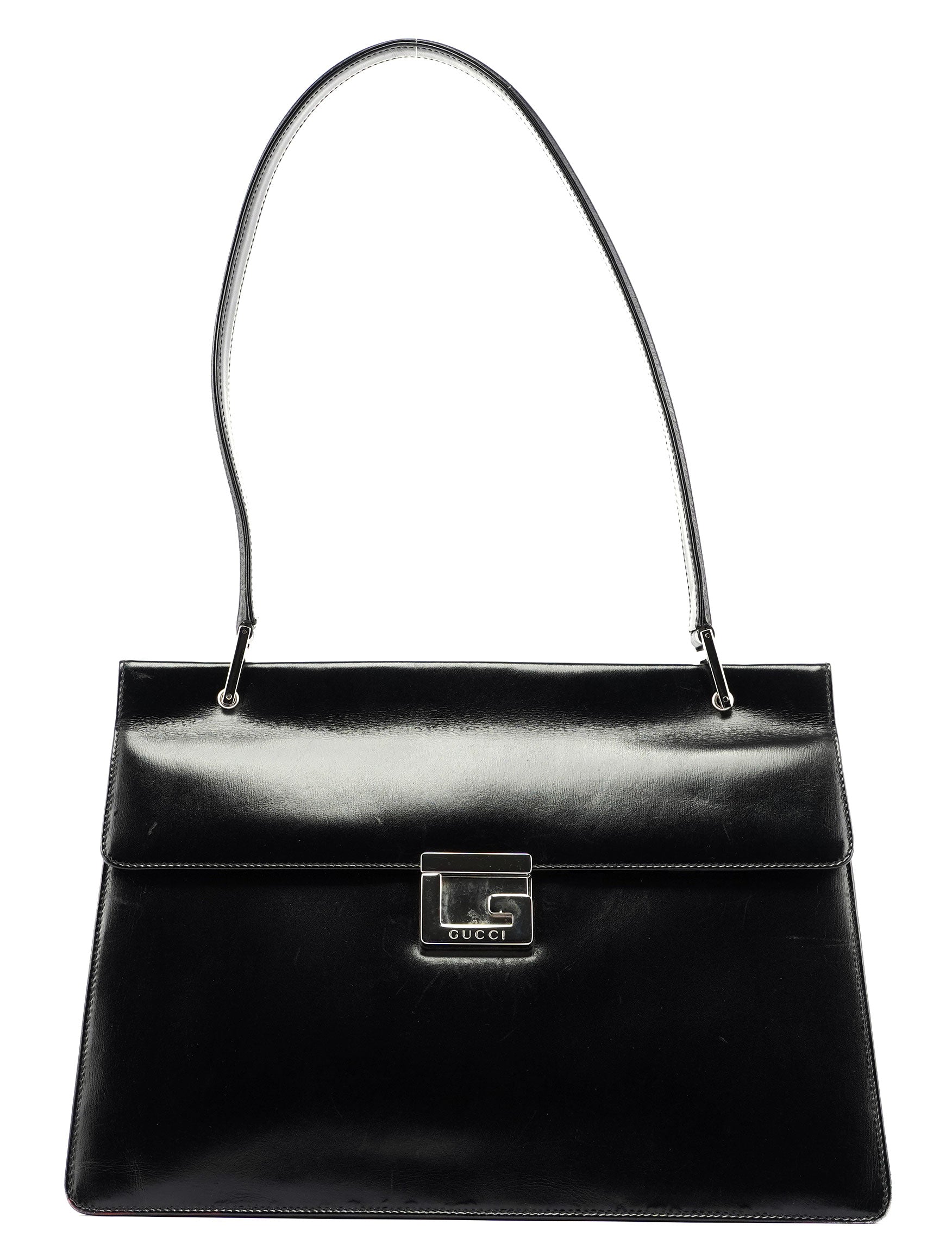 Gucci Black Leather Square G Bag