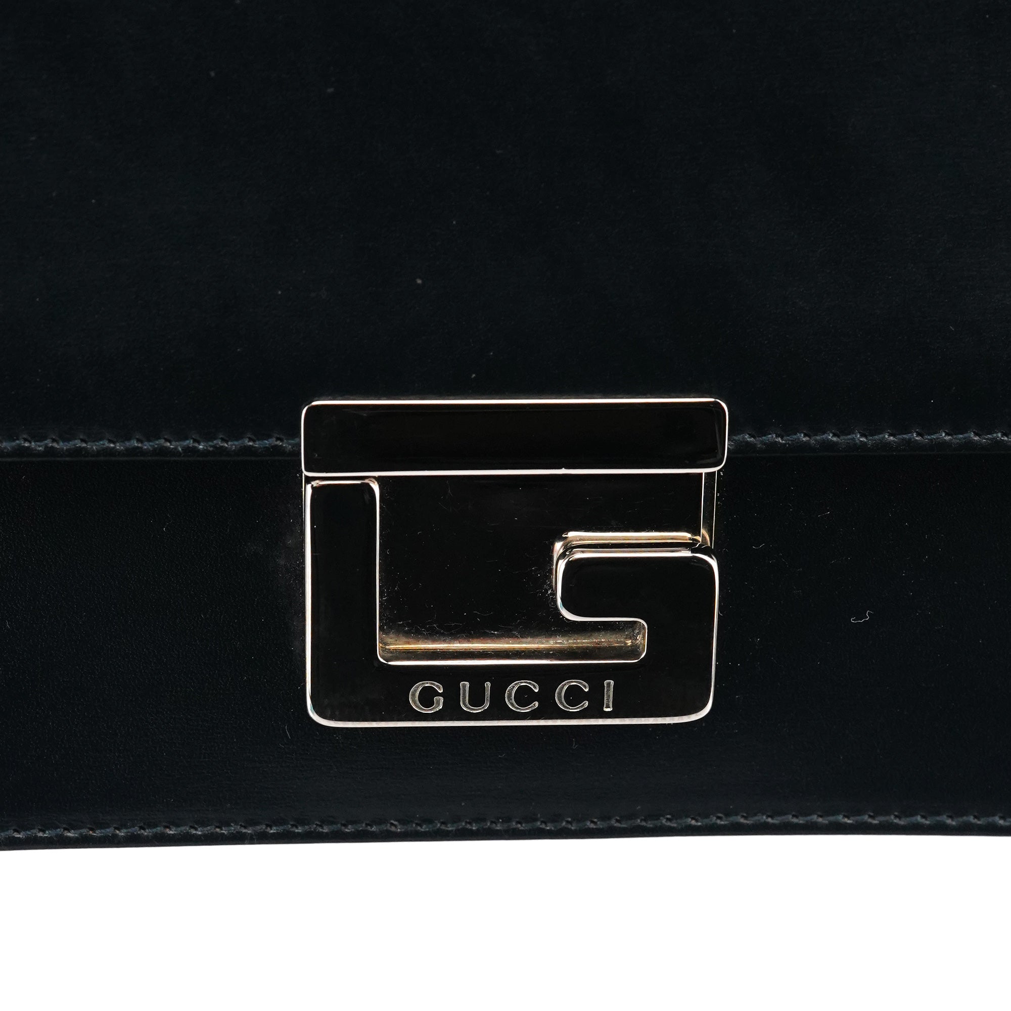 Gucci Square G Schultertasche aus schwarzem Leder